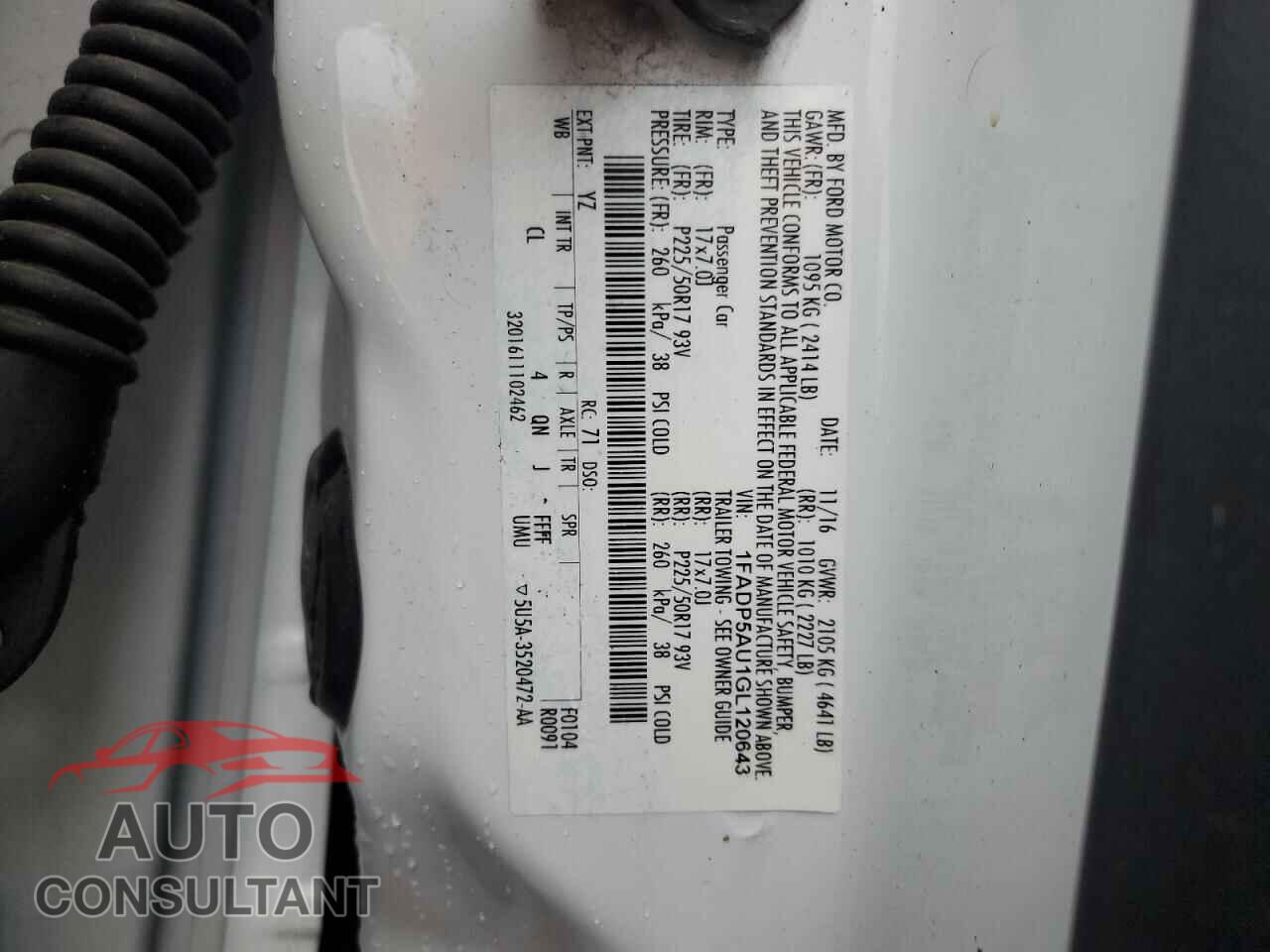 FORD CMAX 2016 - 1FADP5AU1GL120643