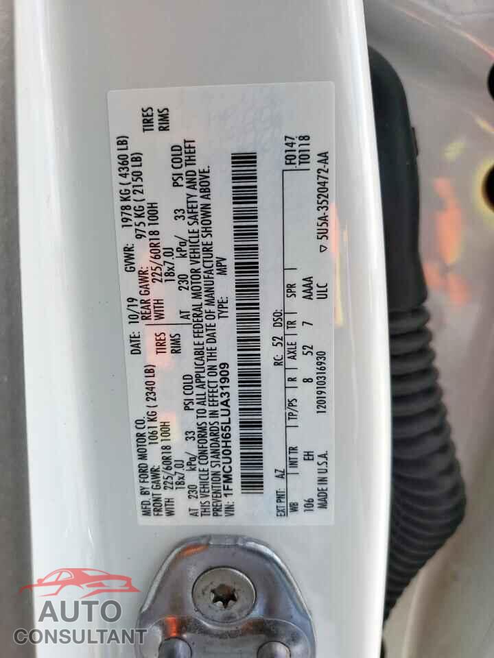 FORD ESCAPE 2020 - 1FMCU0H65LUA31909