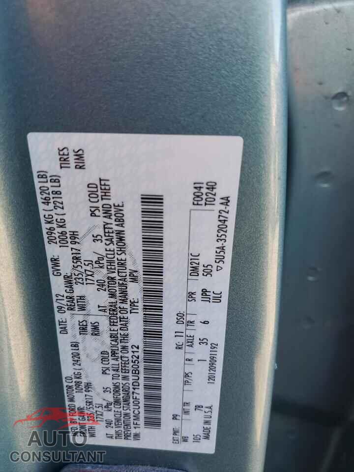 FORD ESCAPE 2013 - 1FMCU0F71DUB05212