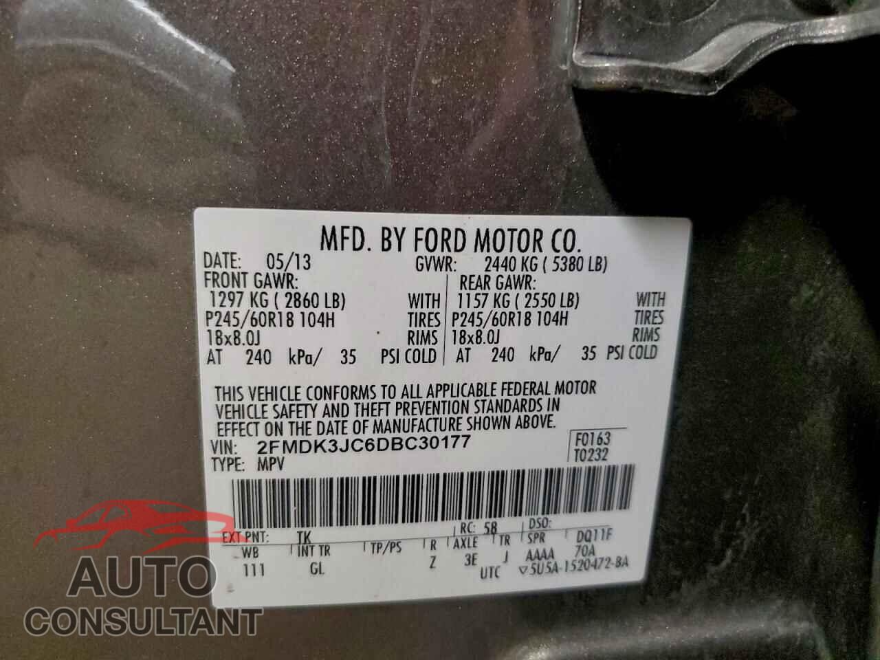 FORD EDGE 2013 - 2FMDK3JC6DBC30177