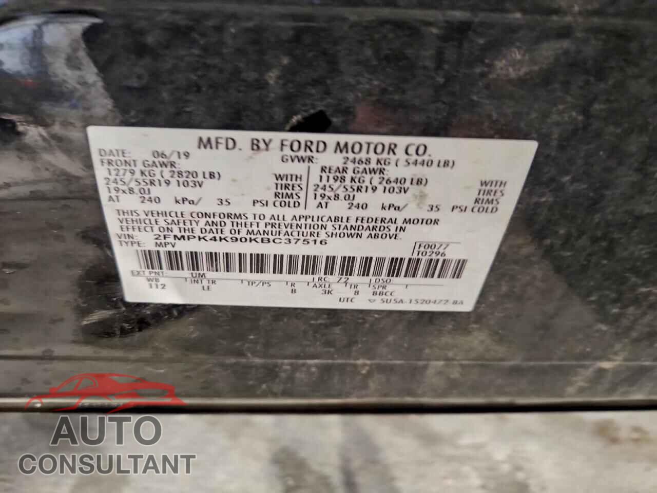 FORD EDGE 2019 - 2FMPK4K90KBC37516