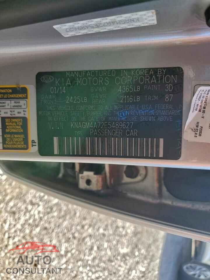 KIA OPTIMA 2014 - KNAGM4A72E5489627