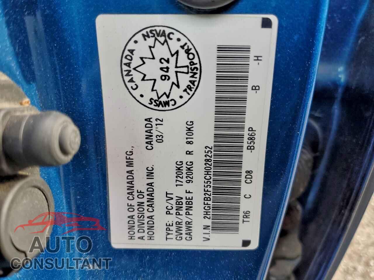 HONDA CIVIC 2012 - 2HGFB2F55CH028252
