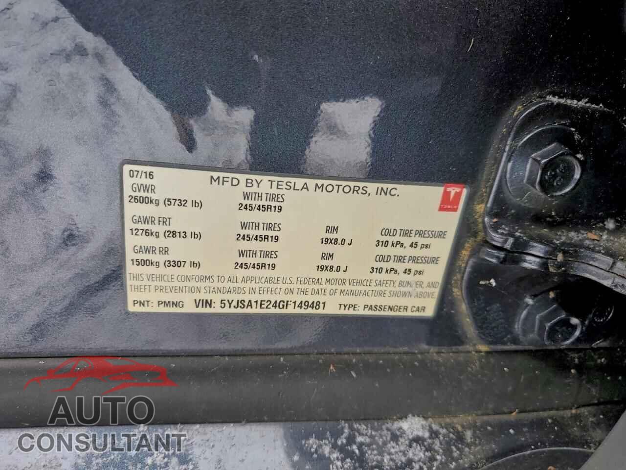 TESLA MODEL S 2016 - 5YJSA1E24GF149481