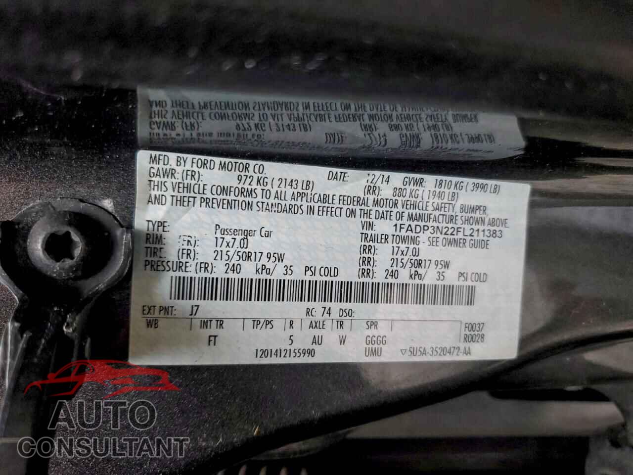 FORD FOCUS 2015 - 1FADP3N22FL211383