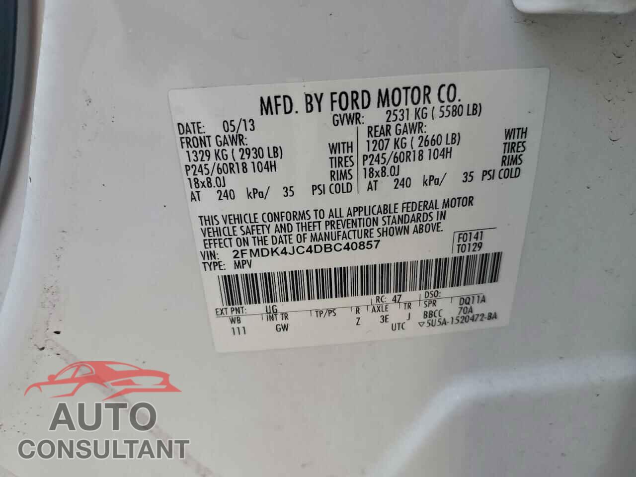 FORD EDGE 2013 - 2FMDK4JC4DBC40857