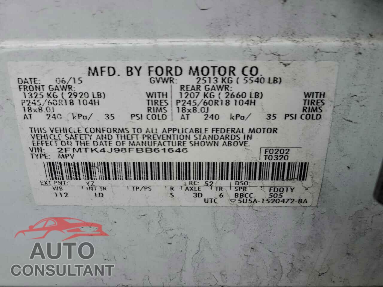 FORD EDGE 2015 - 2FMTK4J98FBB61646