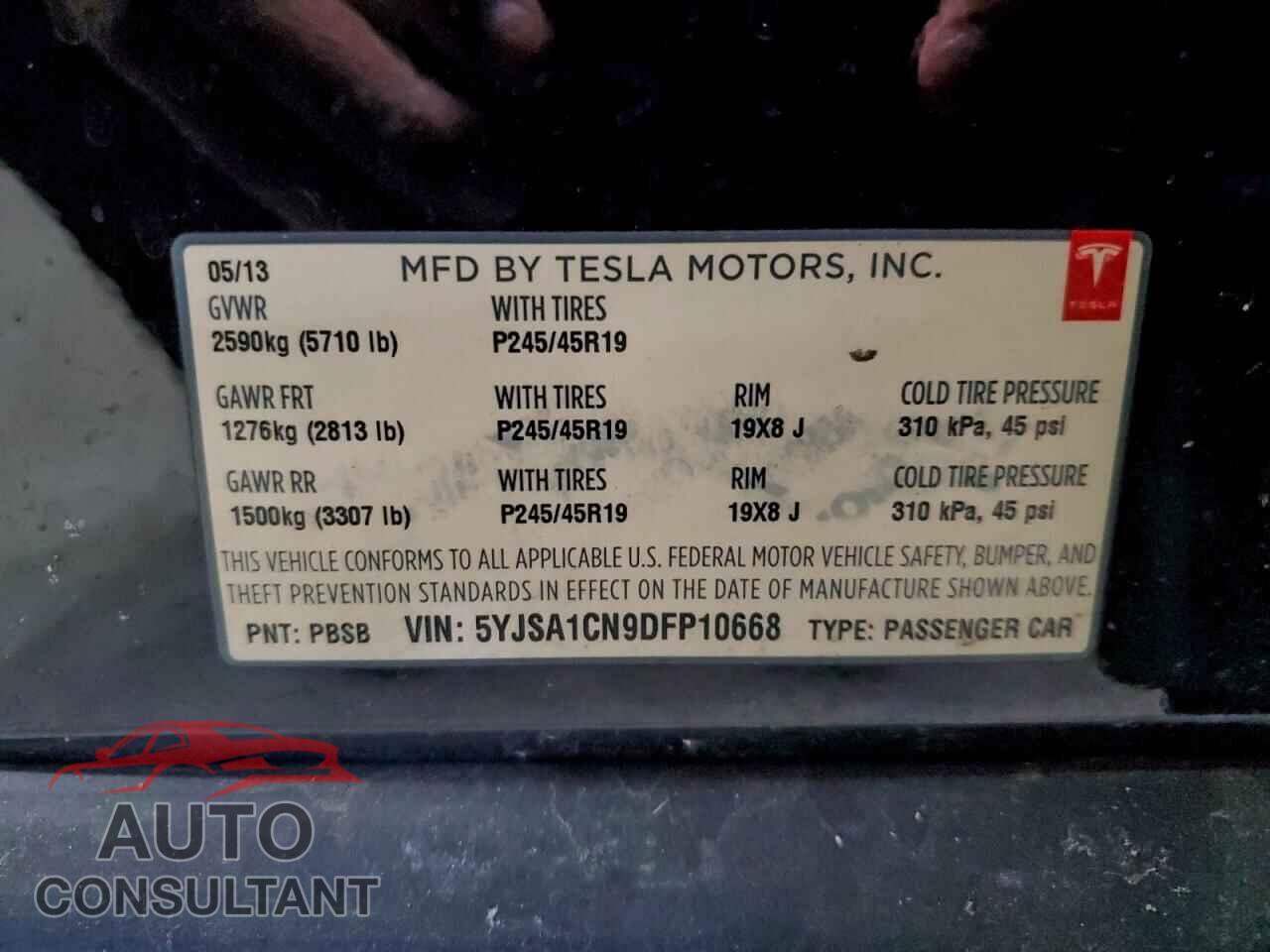 TESLA MODEL S 2013 - 5YJSA1CN9DFP10668