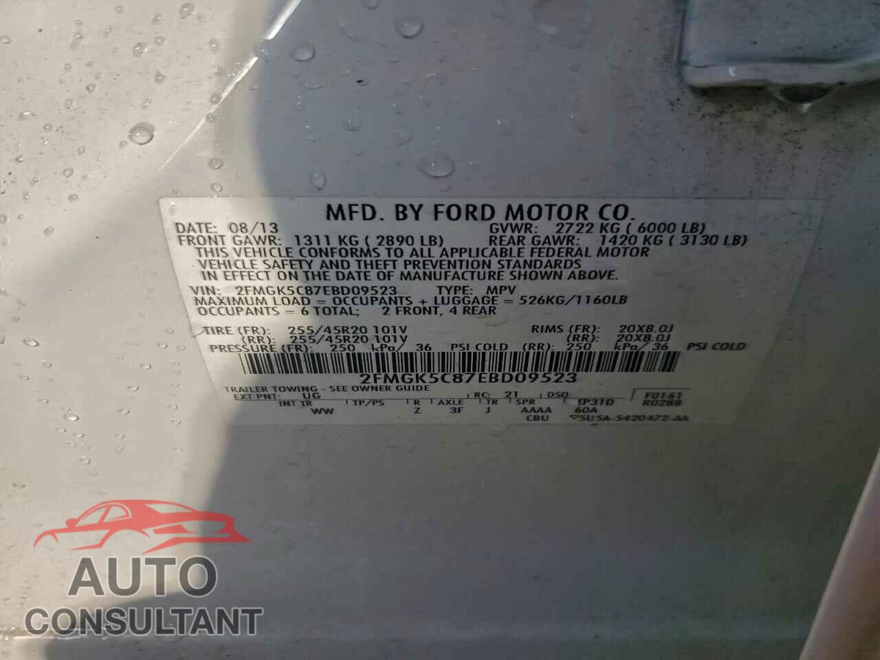 FORD FLEX 2014 - 2FMGK5C87EBD09523