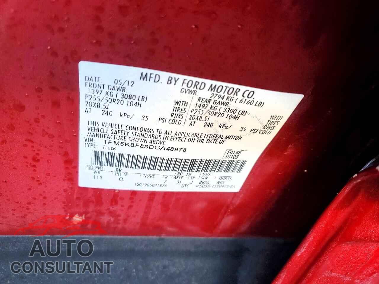 FORD EXPLORER 2013 - 1FM5K8F88DGA48978