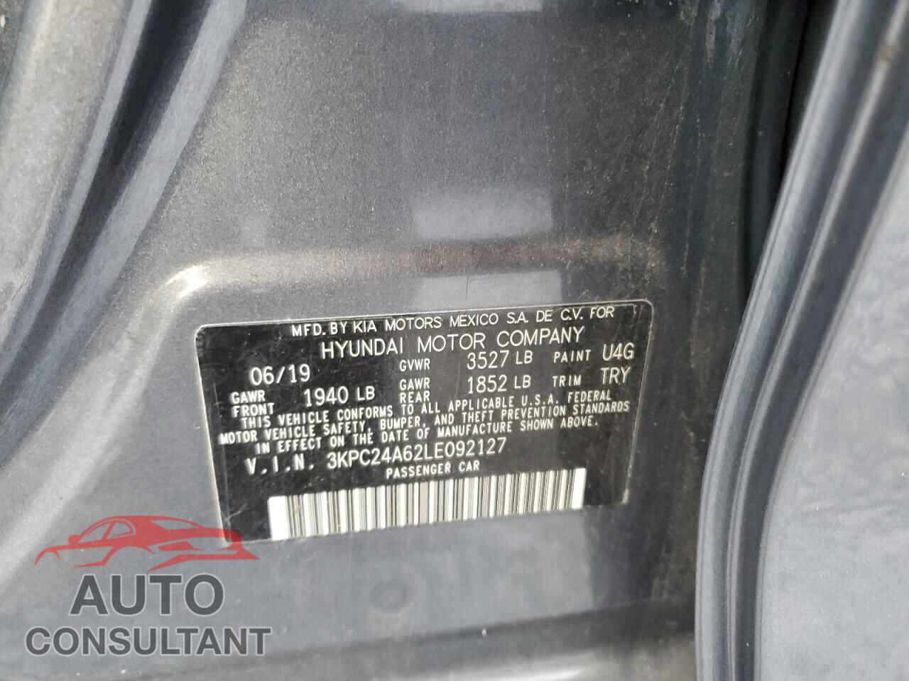 HYUNDAI ACCENT 2020 - 3KPC24A62LE092127
