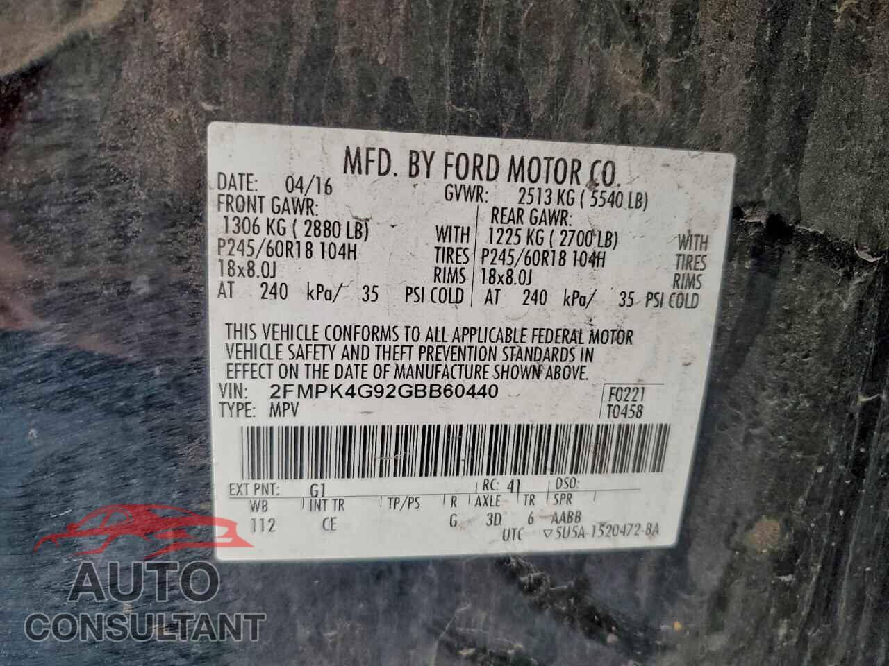 FORD EDGE 2016 - 2FMPK4G92GBB60440