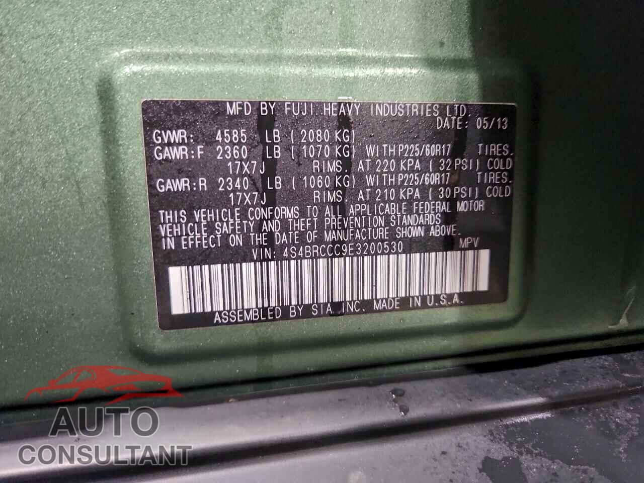 SUBARU OUTBACK 2014 - 4S4BRCCC9E3200530