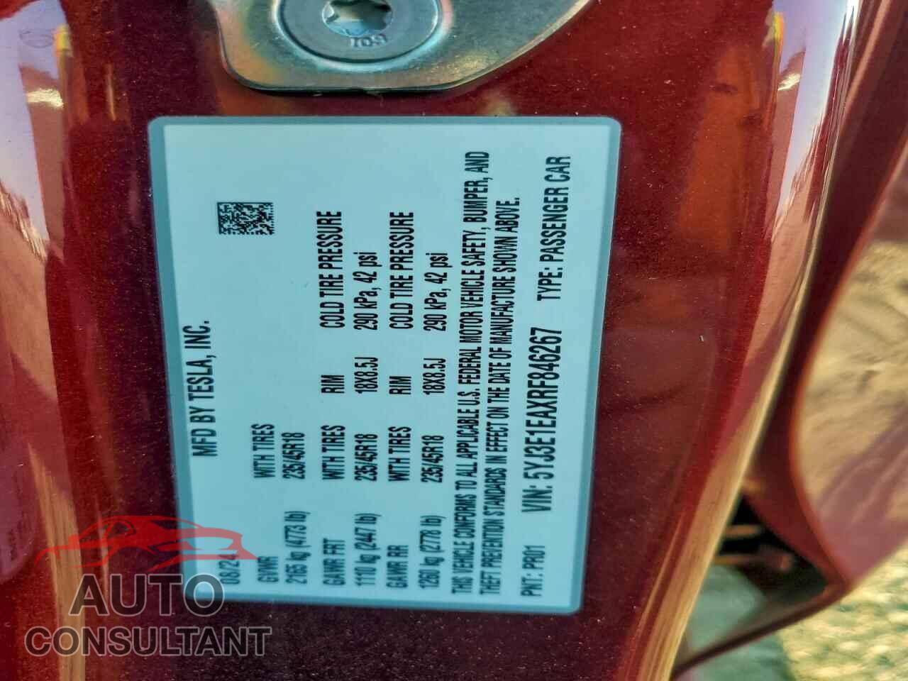 TESLA MODEL 3 2024 - 5YJ3E1EAXRF846267