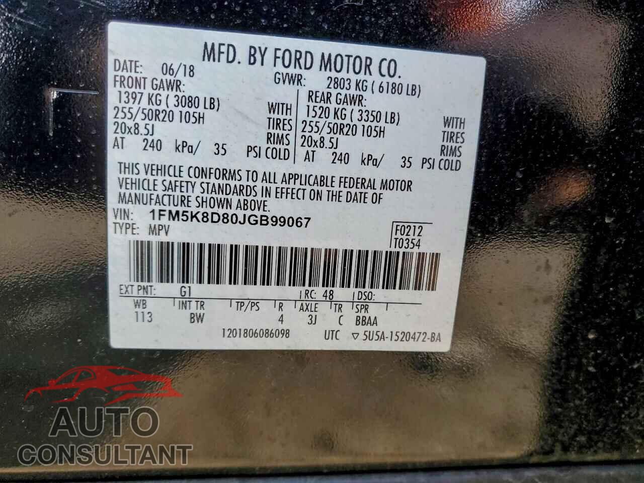 FORD EXPLORER 2018 - 1FM5K8D80JGB99067