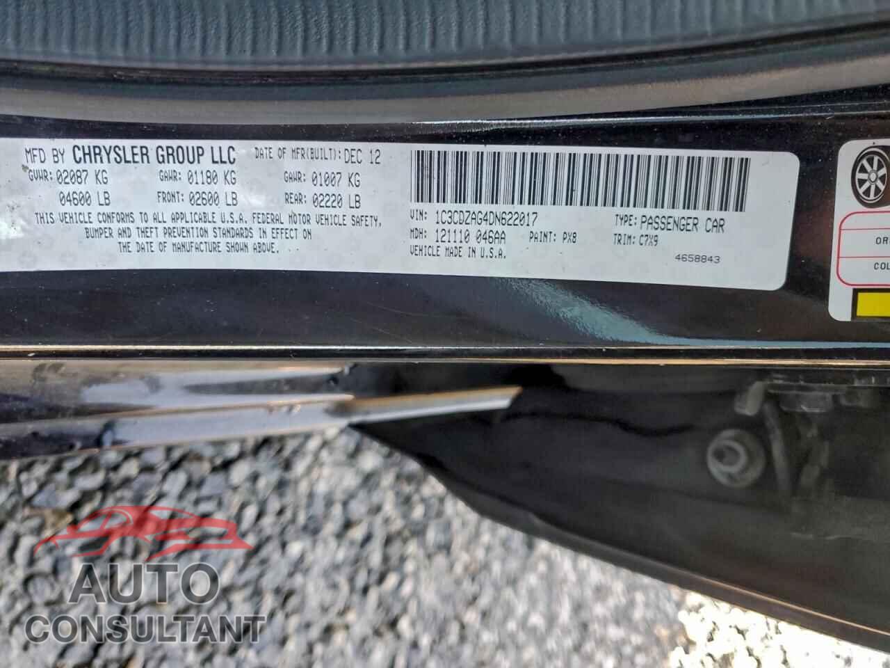 DODGE AVENGER 2013 - 1C3CDZAG4DN622017