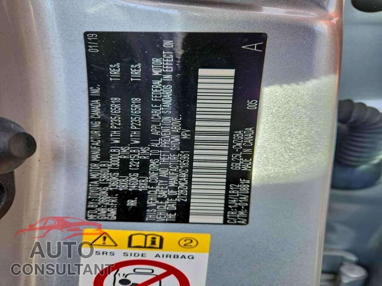 LEXUS RX350 2019 - 2T2BZMCA4KC185961