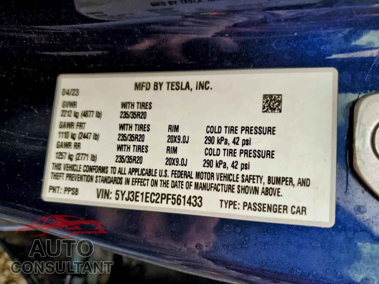 TESLA MODEL 3 2023 - 5YJ3E1EC2PF561433