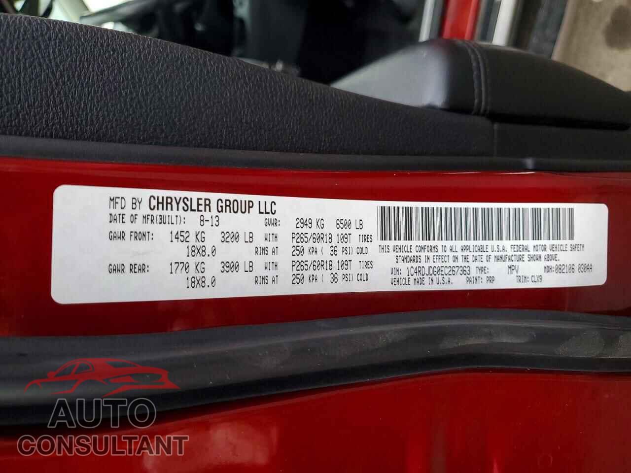 DODGE DURANGO 2014 - 1C4RDJDG0EC267363
