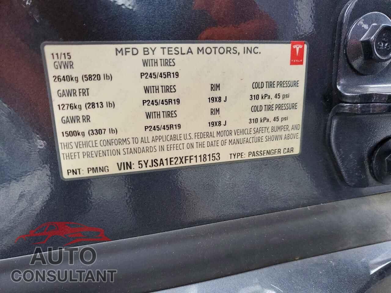 TESLA MODEL S 2015 - 5YJSA1E2XFF118153