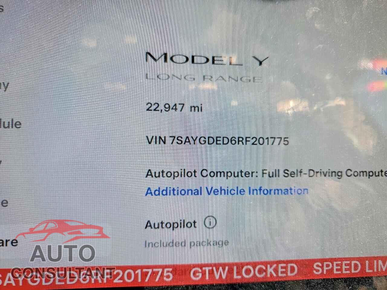 TESLA MODEL Y 2024 - 7SAYGDED6RF201775