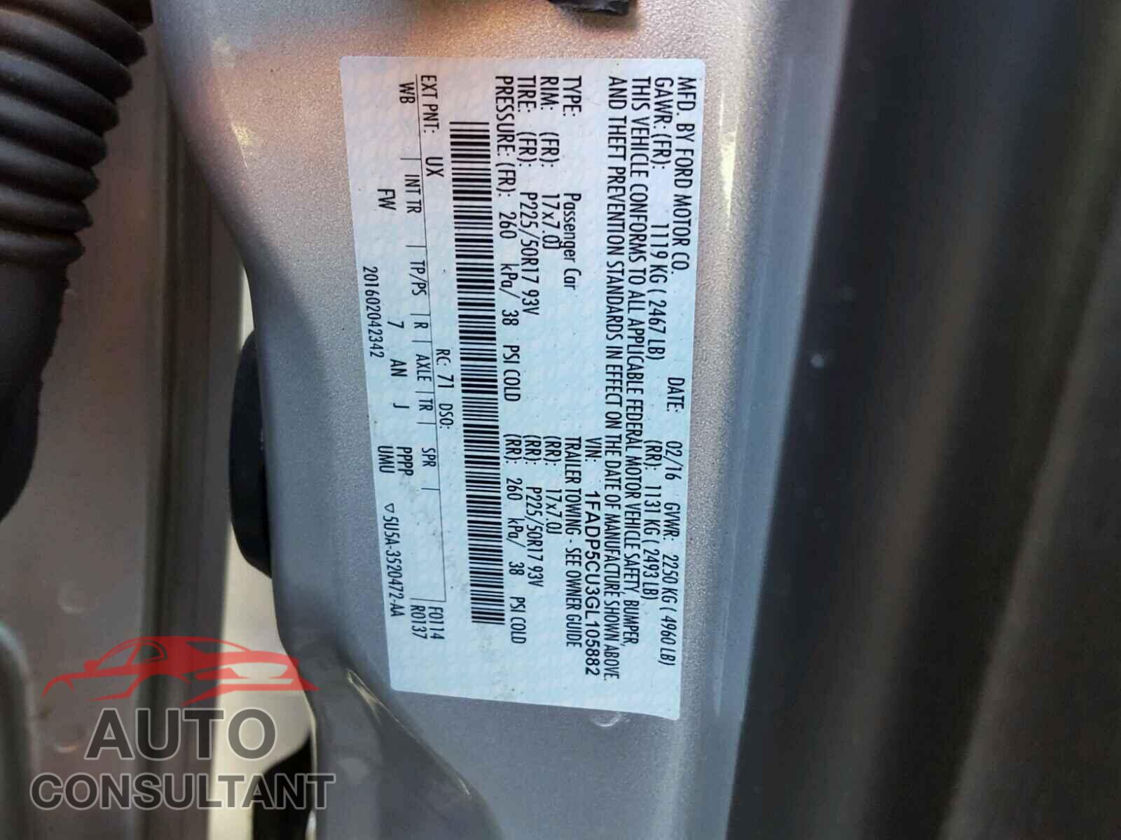 FORD CMAX 2016 - 5YJ3E1EB3KF413260