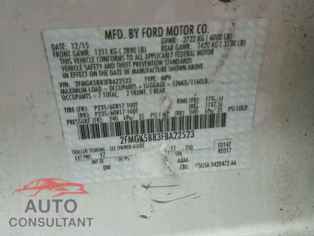 FORD FLEX 2015 - 2FMGK5B83FBA22523