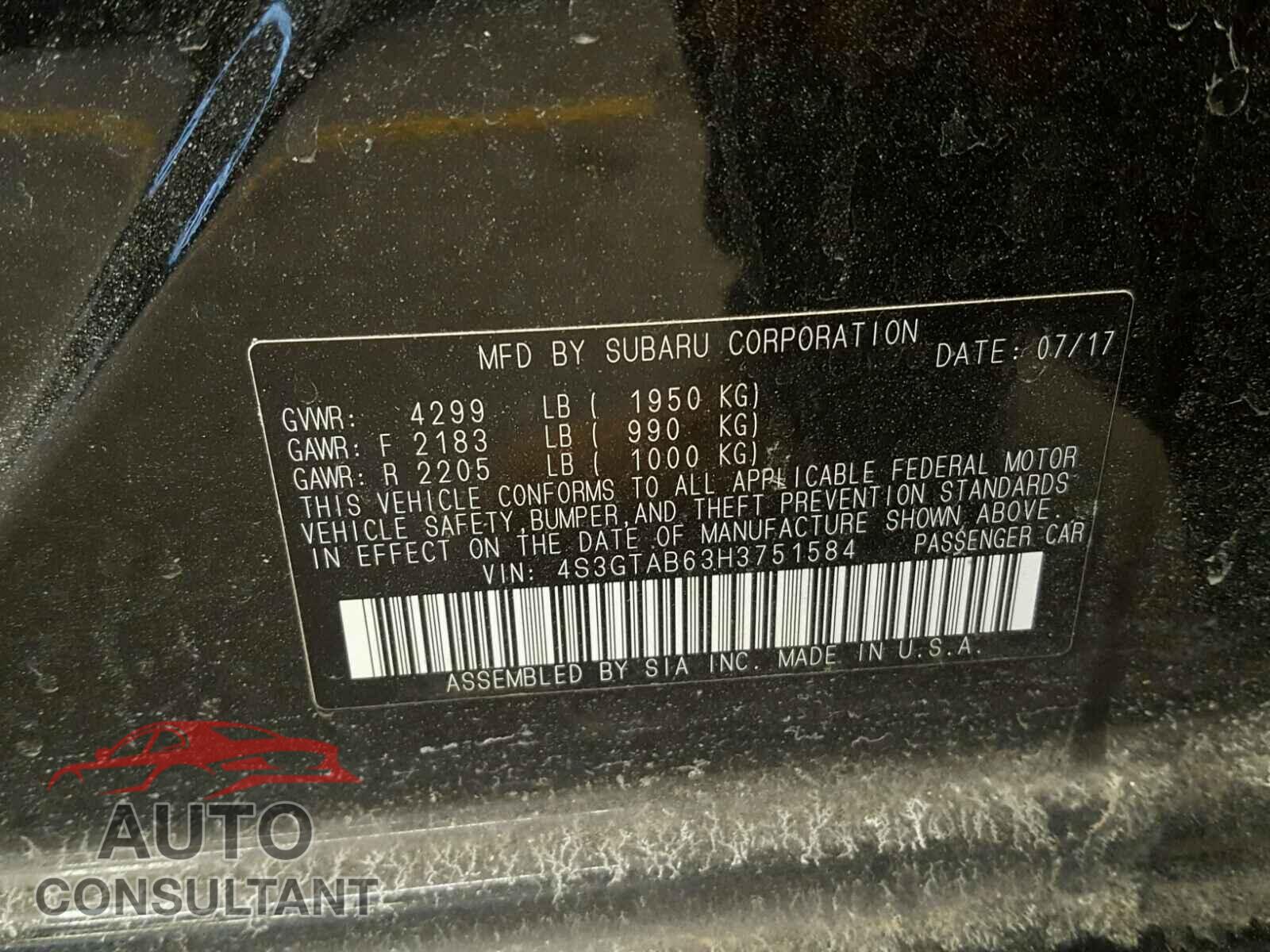 SUBARU IMPREZA 2017 - 4S3GTAB63H3751584