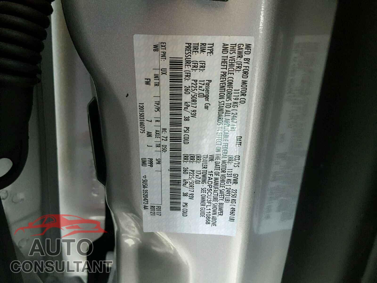FORD CMAX 2015 - 1FADP5CU3FL110868