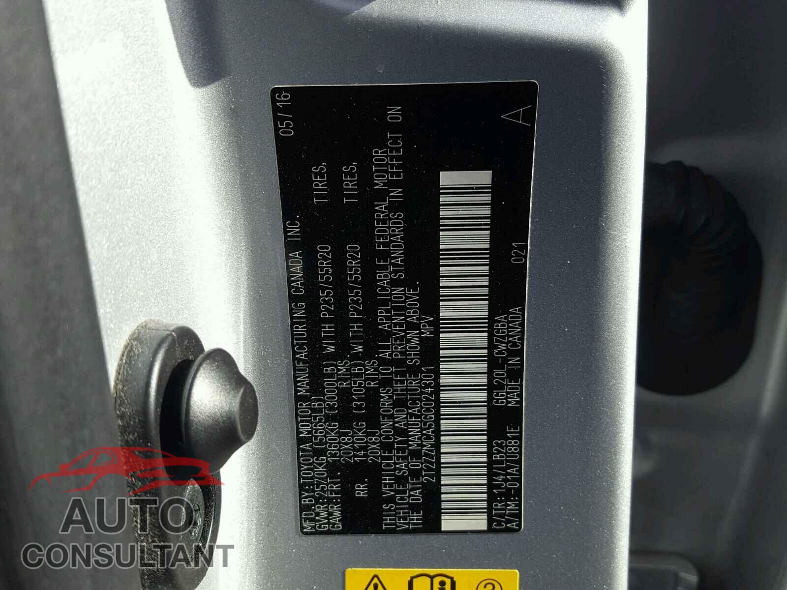 LEXUS RX350 2016 - 2T2ZZMCA5GC024301