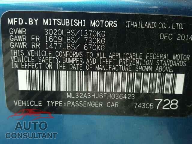 MITSUBISHI MIRAGE 2015 - ML32A3HJ6FH036423