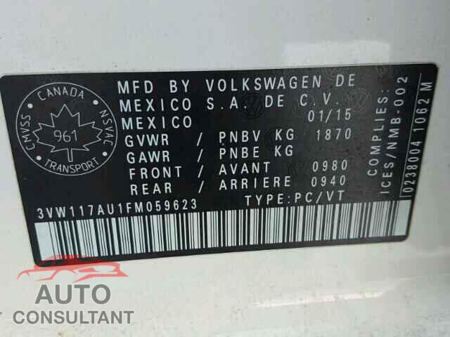 VOLKSWAGEN GOLF 2015 - 3VW117AU1FM059623