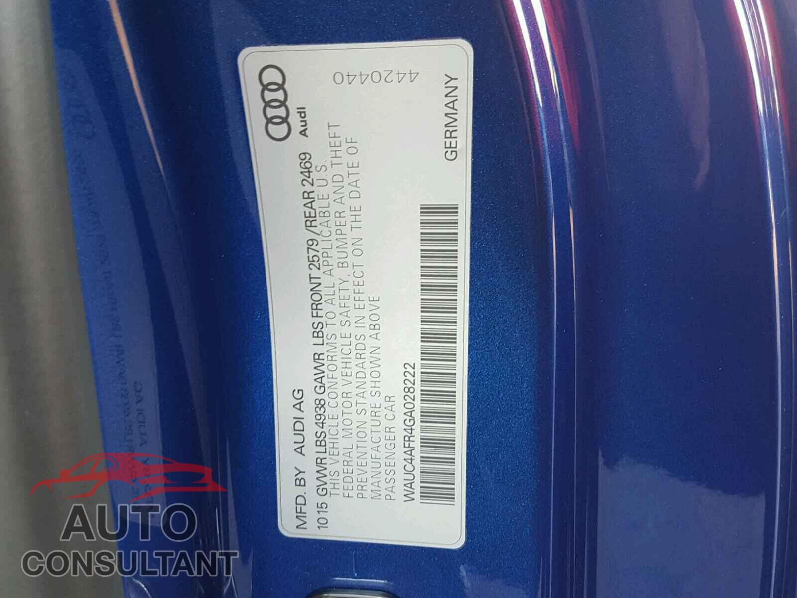 AUDI S5/RS5 2016 - WAUC4AFR4GA028222