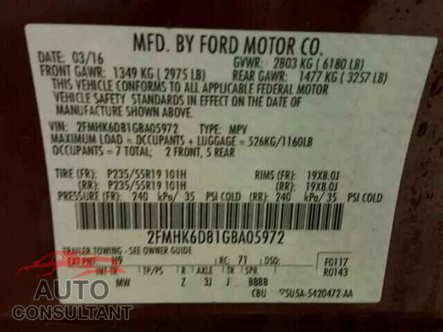 FORD FLEX 2016 - 2FMHK6D81GBA05972