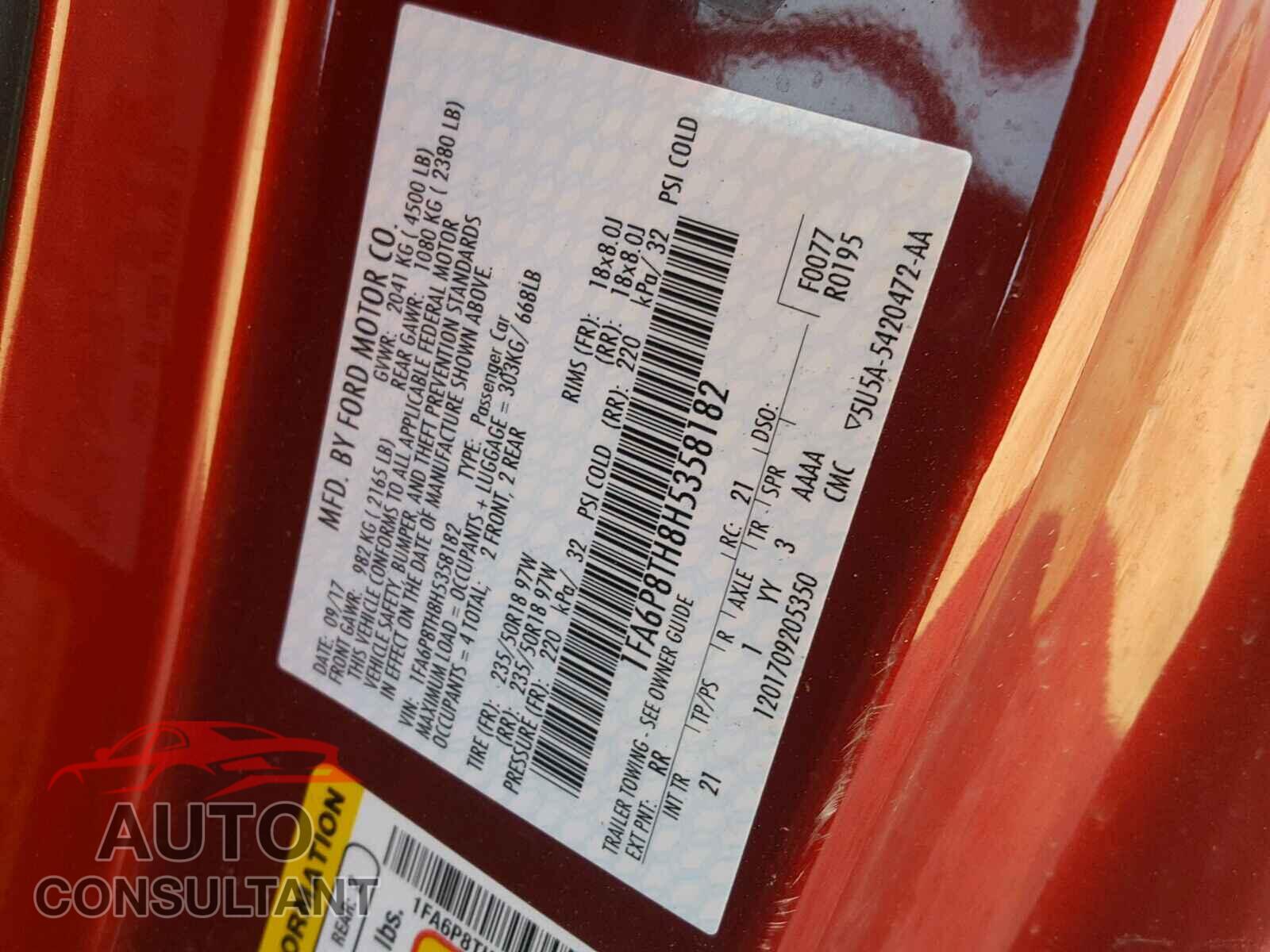 FORD MUSTANG 2017 - 1FA6P8TH8H5358182