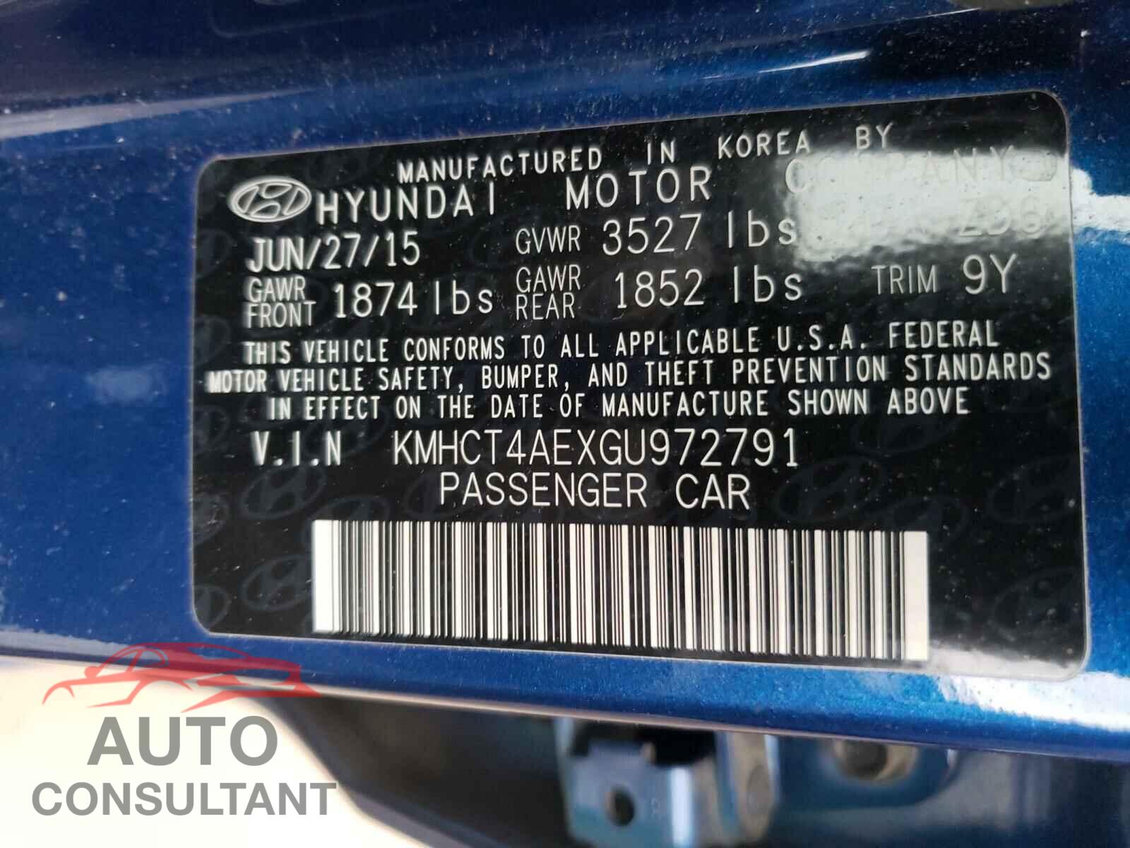 HYUNDAI ACCENT 2016 - KMHCT4AEXGU972791