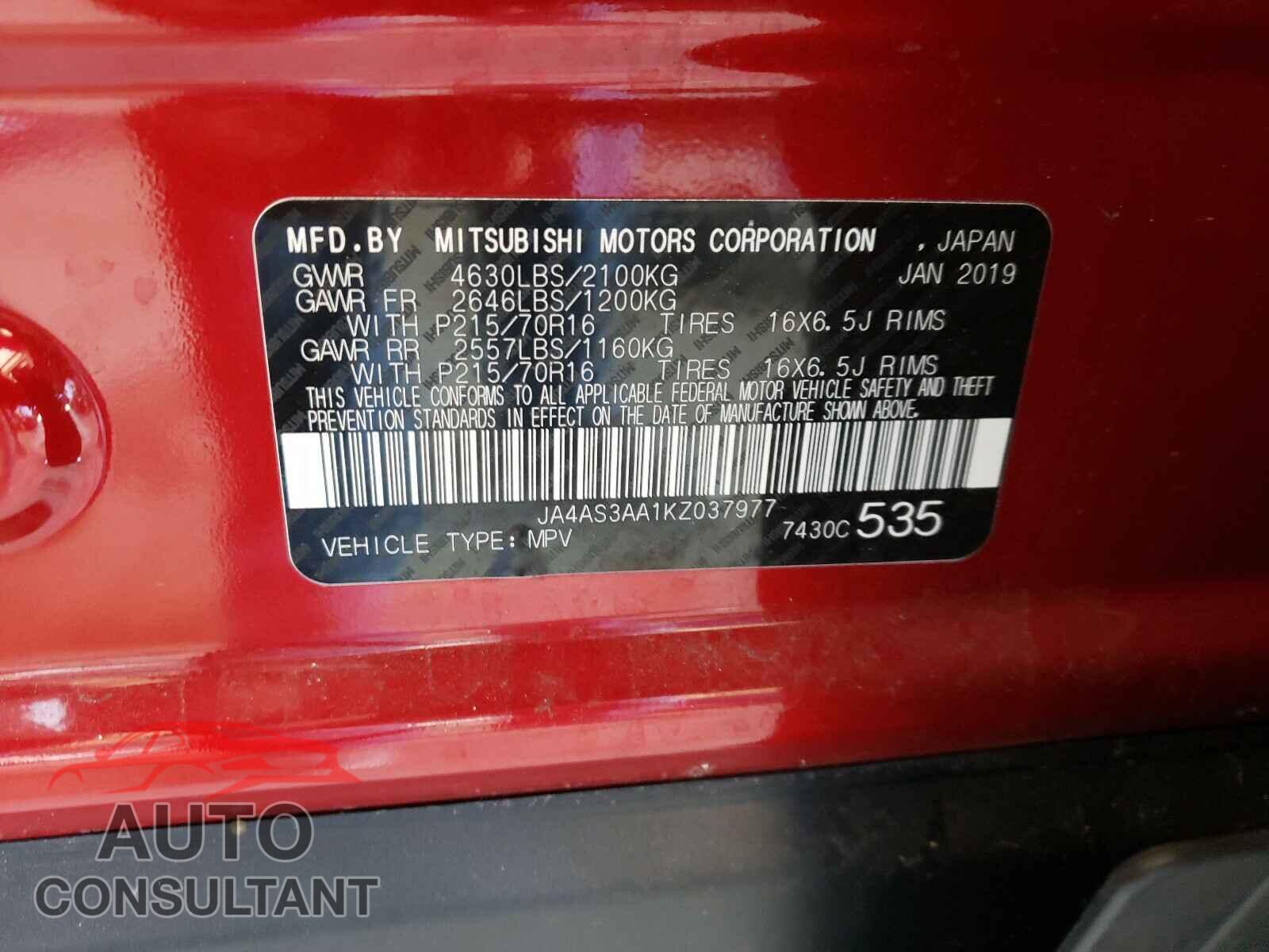 MITSUBISHI ECLIPSE 2019 - JA4AS3AA1KZ037977