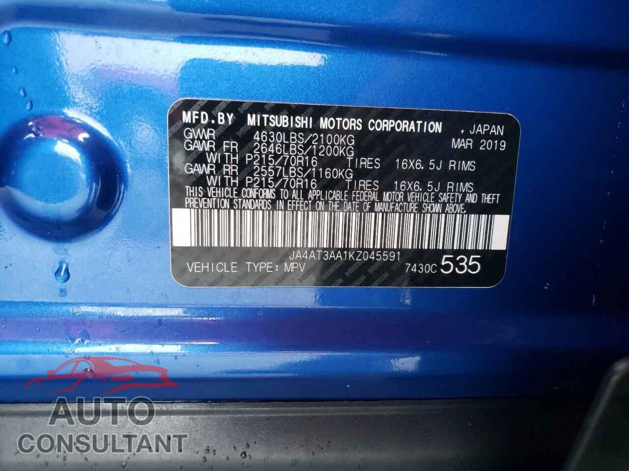 MITSUBISHI ECLIPSE 2019 - JA4AT3AA1KZ045591