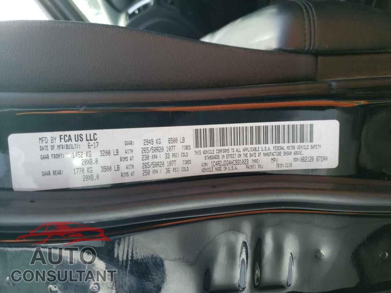 DODGE DURANGO 2017 - 1C4RDJDG4HC931023