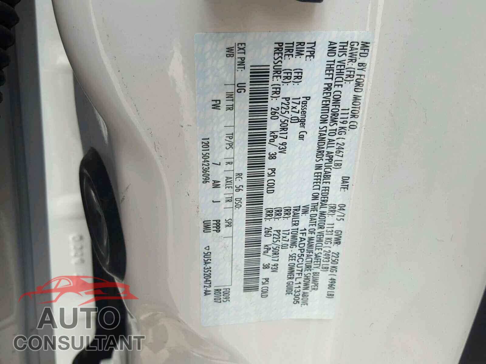 FORD CMAX 2015 - 1FADP5CU7FL113305