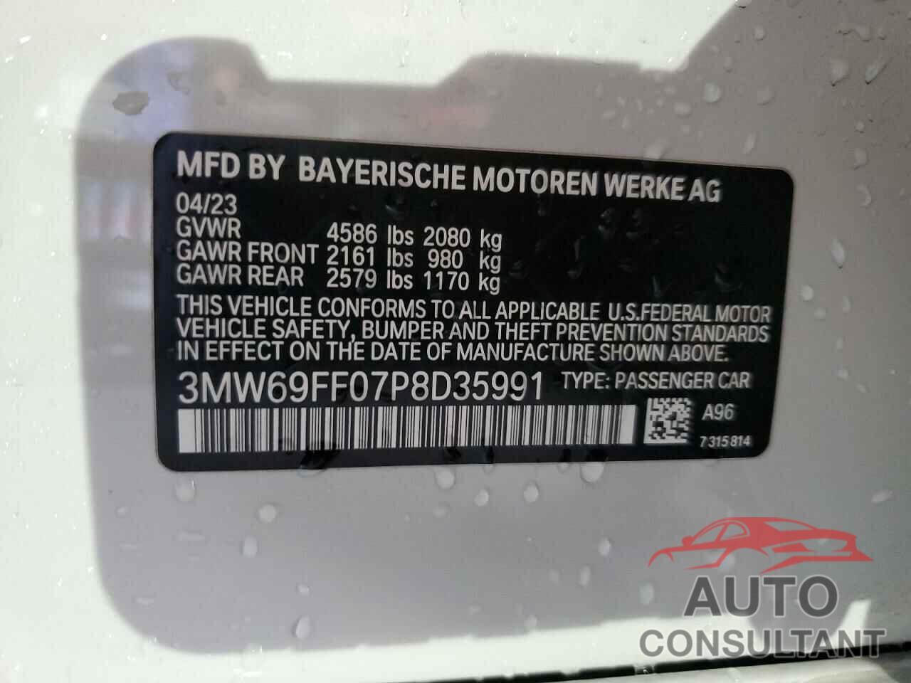 BMW 3 SERIES 2023 - 3MW69FF07P8D35991