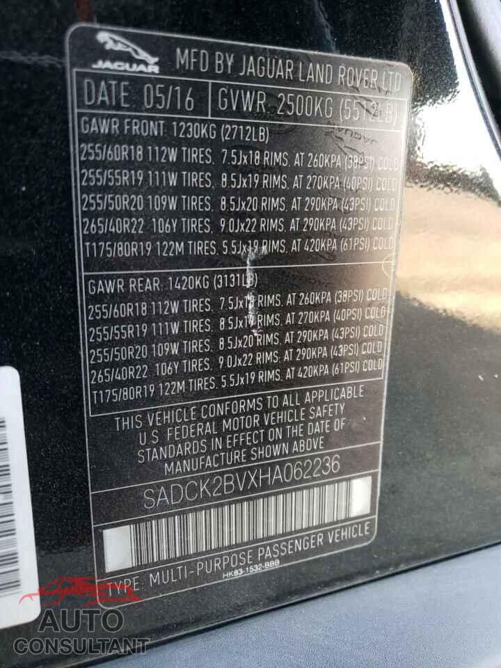 JAGUAR F-PACE 2017 - SADCK2BVXHA062236