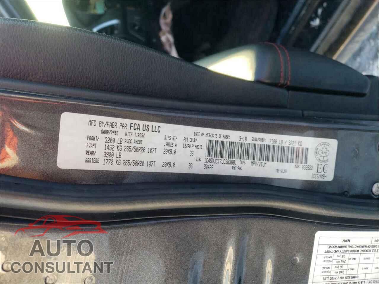 DODGE DURANGO 2018 - 1C4SDJCT7JC383881