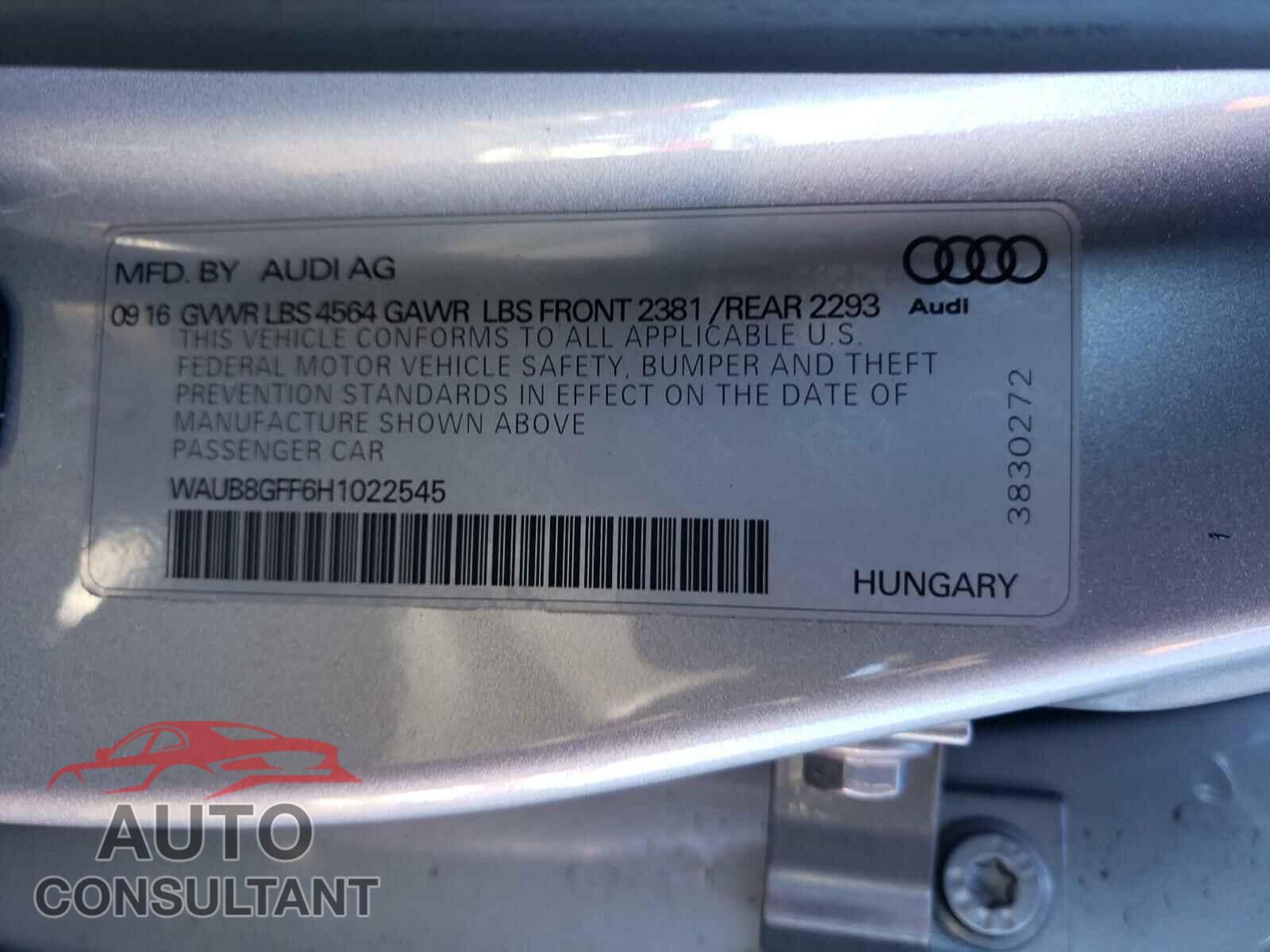 AUDI A3 2017 - WAUB8GFF6H1022545
