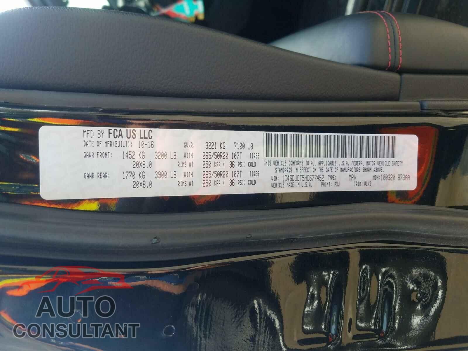 DODGE DURANGO 2017 - 1C4SDJCT5HC677452