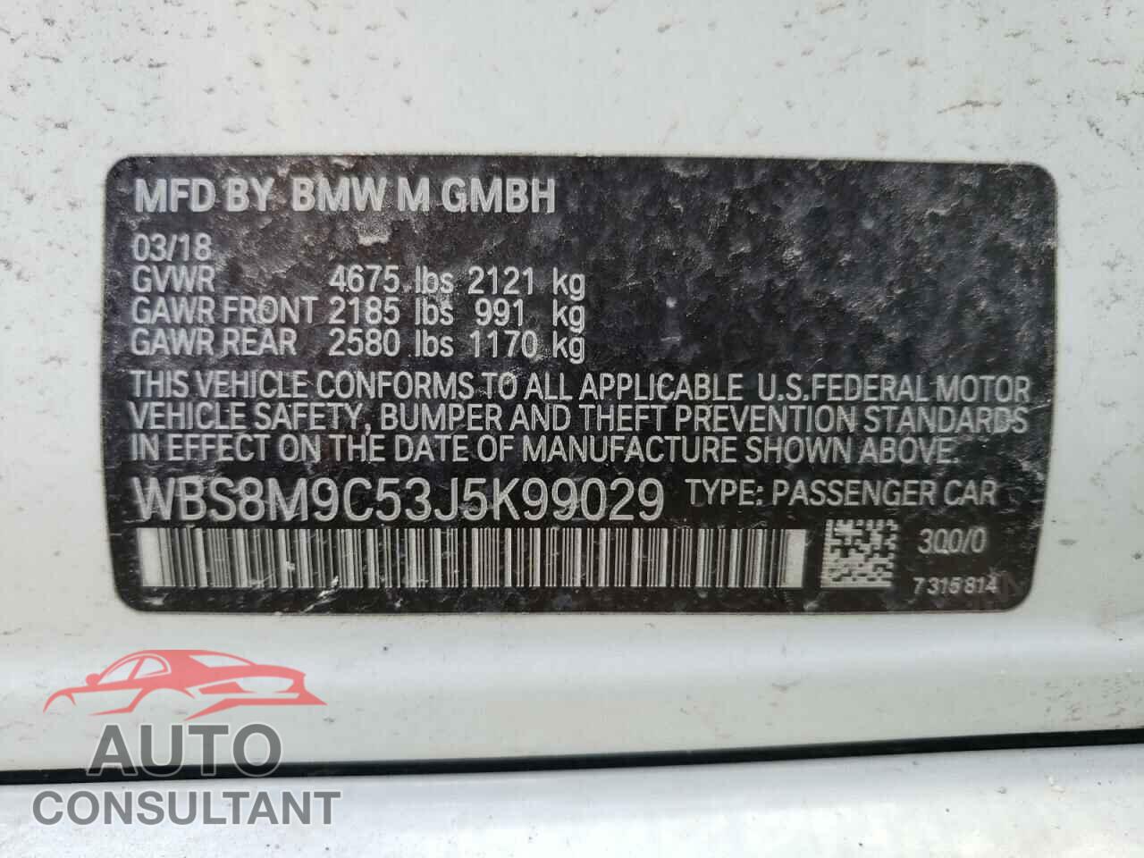 BMW M3 2018 - WBS8M9C53J5K99029