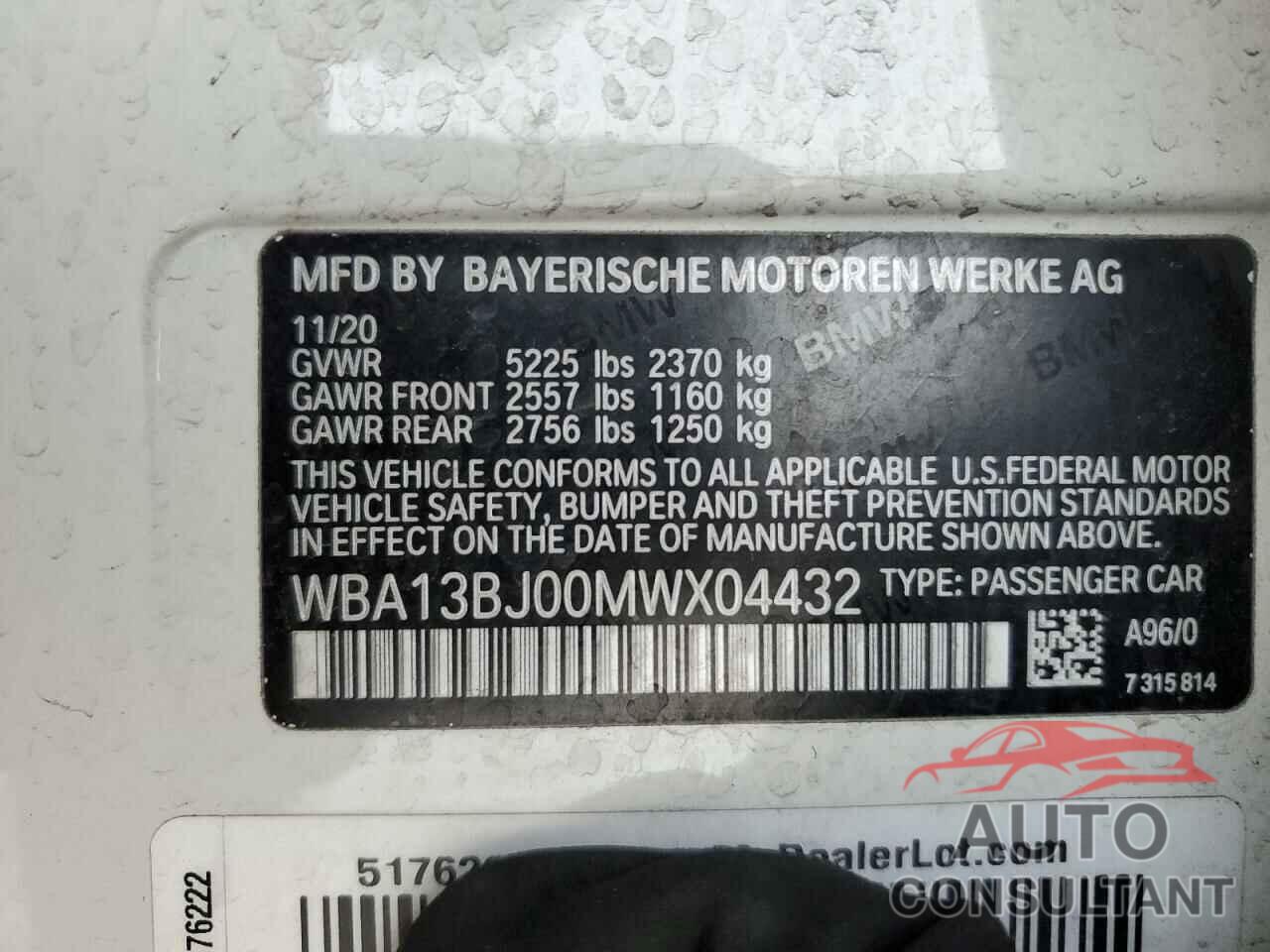 BMW 5 SERIES 2021 - WBA13BJ00MWX04432