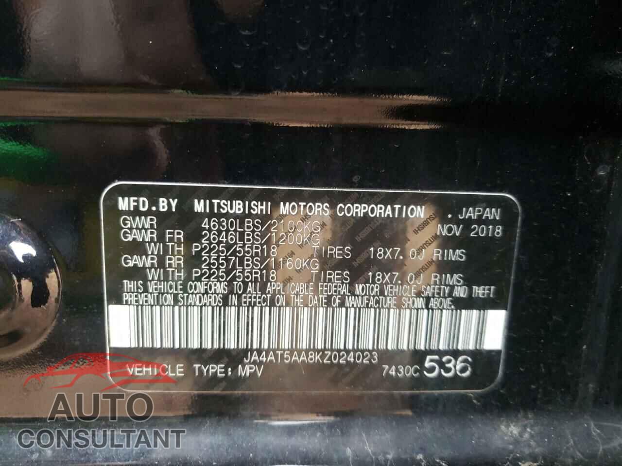 MITSUBISHI ECLIPSE 2019 - JA4AT5AA8KZ024023