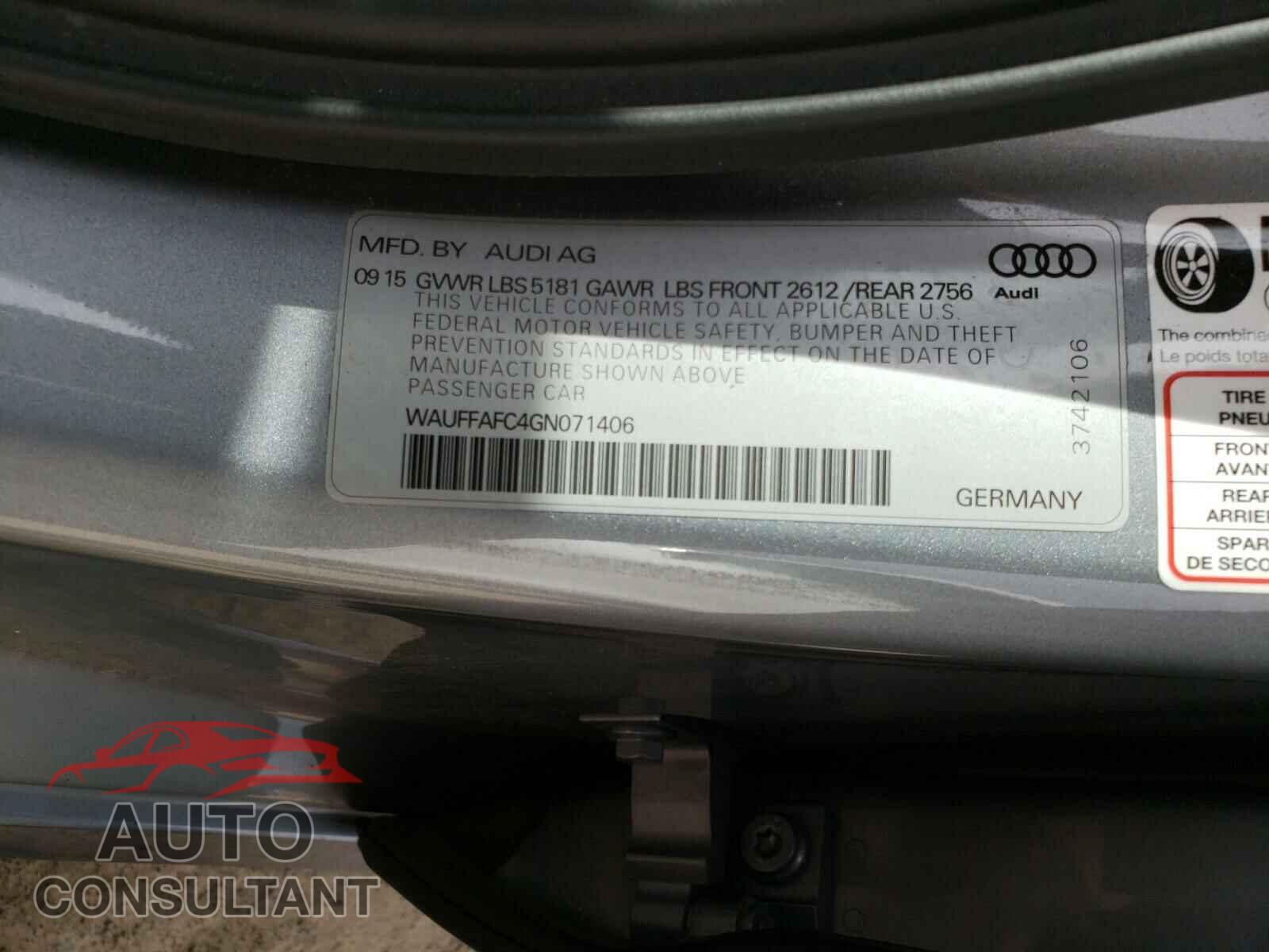 AUDI A6 2016 - WAUFFAFC4GN071406