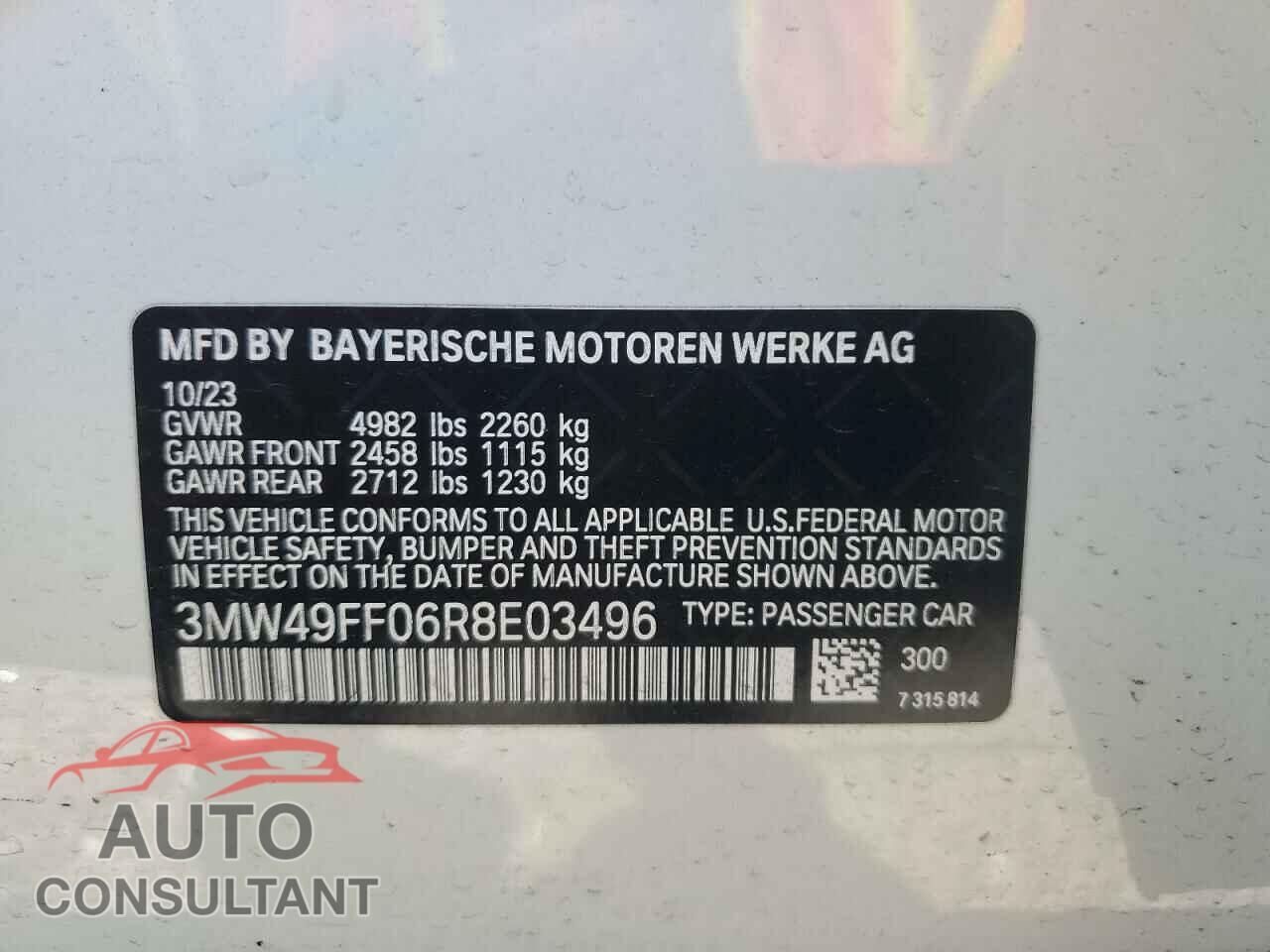 BMW M3 2024 - 3MW49FF06R8E03496